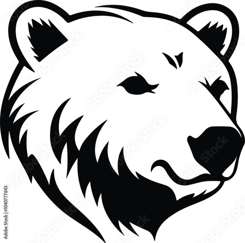 Black silhouette of polar bear head