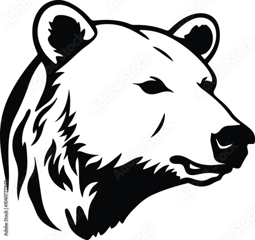 Black silhouette of polar bear head