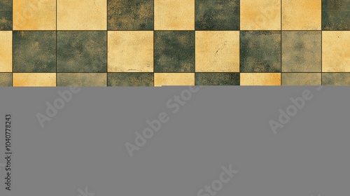 Seamless pattern of  worn checkerboard floor tiles.