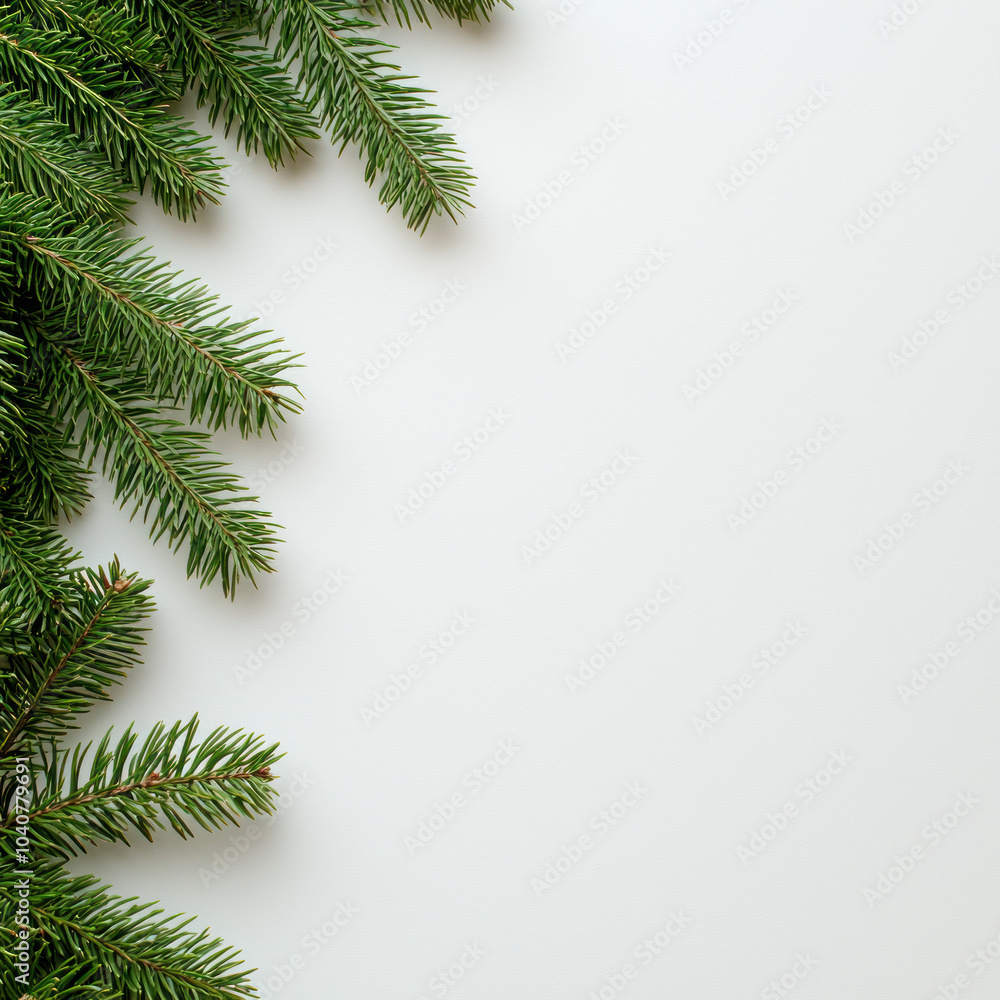 Fresh green pine branches create festive atmosphere for holidays.