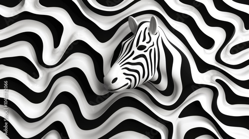 Monochrome Wavy Lines Seamless Vector Pattern with Bold Curved and Swirled Strokes