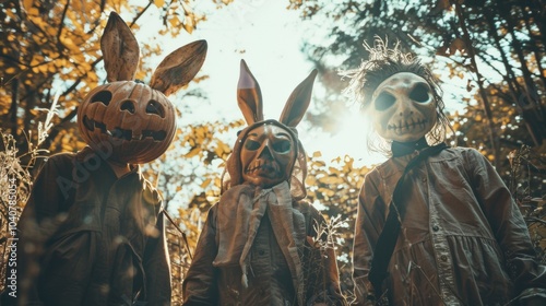 people dressed as retro style horror dolls photo