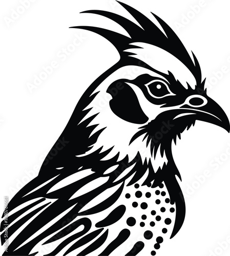 Black silhouette of prairie chicken head