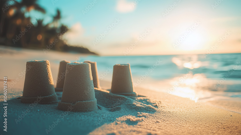 minimalist photography, sand castles on the beautiful beach minimalist photography, sand castles on the beautiful beach
