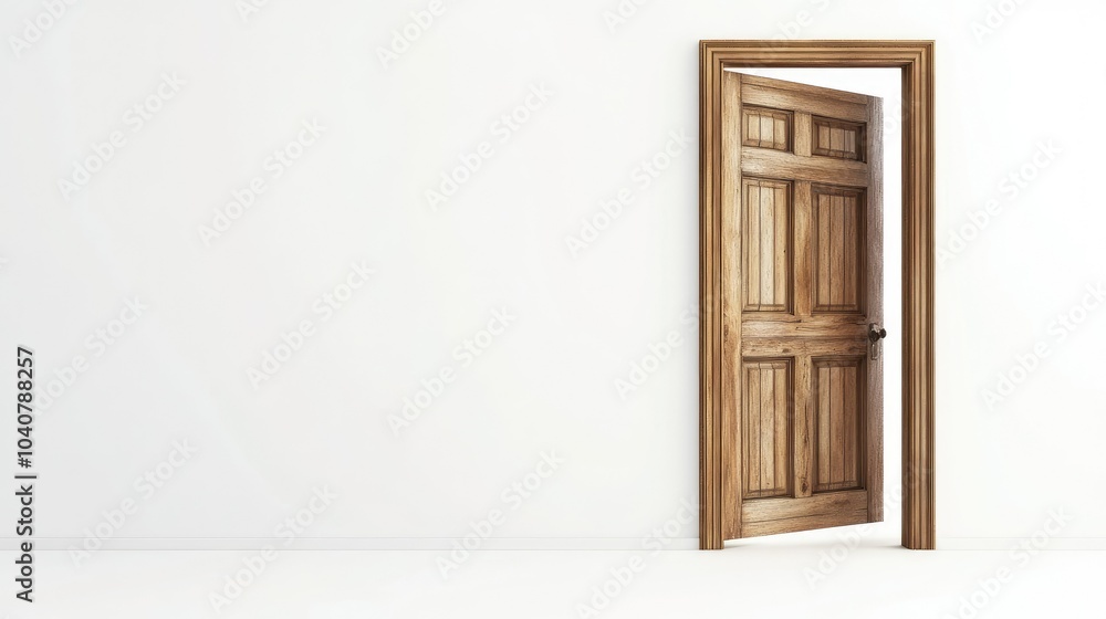 Classic Wooden Door 3D Render on White Background Classic Wooden Door 3D Render on White Background