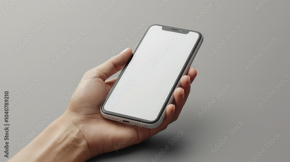 Hand holding smartphone with a blank screen Hand holding smartphone with a blank screen