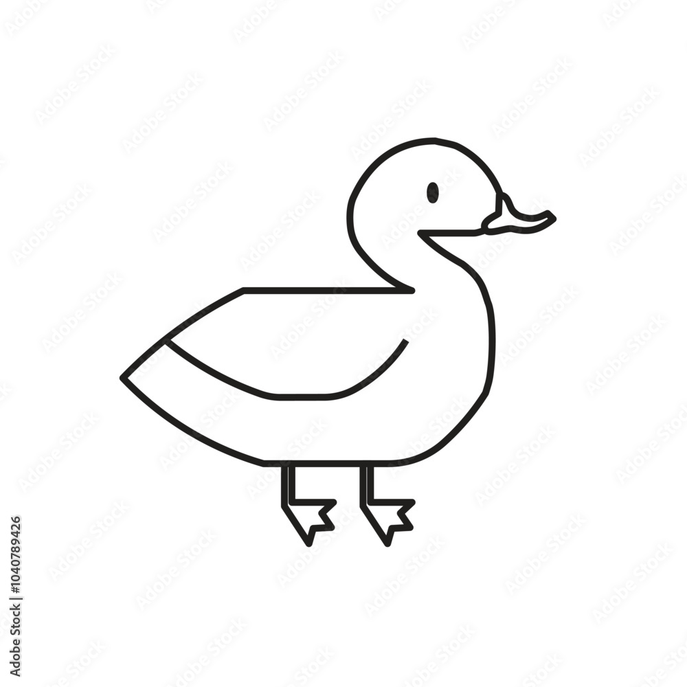 Cute duck line icon isolated on white background. Vector illustration. Cute duck line icon isolated on white background. Vector illustration.