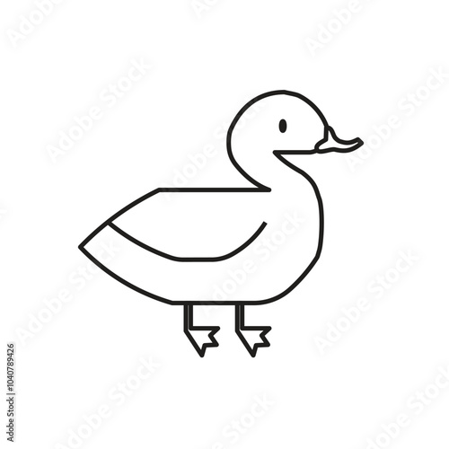 Cute duck line icon isolated on white background. Vector illustration.
