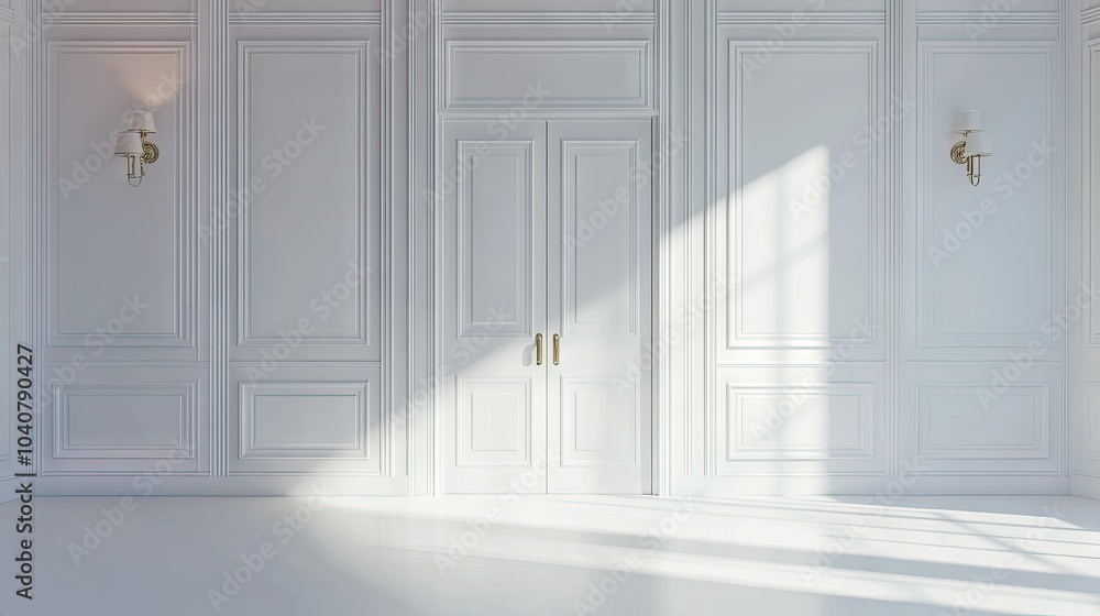 Obraz premium Elegant White Interior with Shadow Play and Details