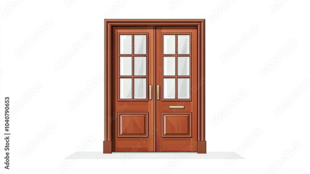 Elegant Double Wooden Door Vector Art Design Elegant Double Wooden Door Vector Art Design