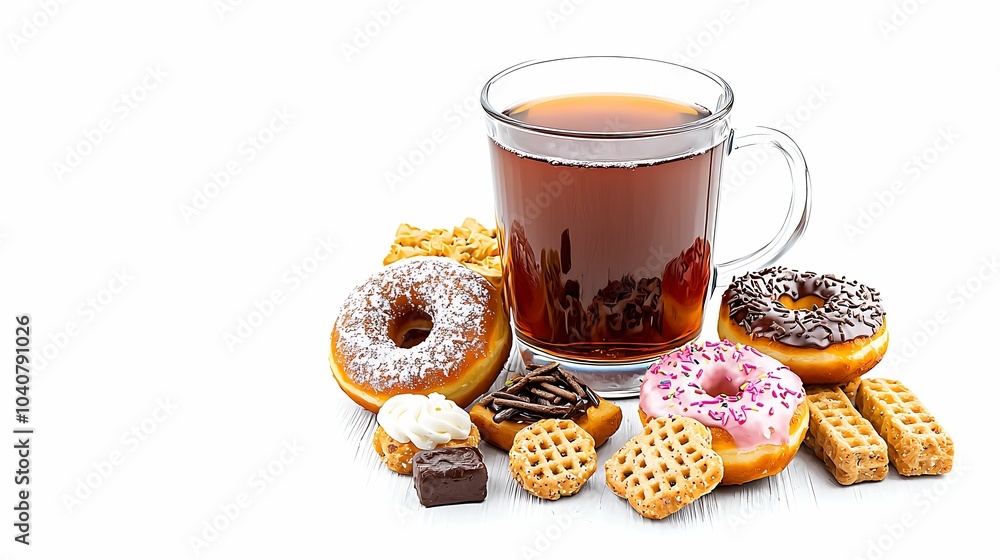 Indulge in a sweet morning delight with fresh donuts crunchy waffles and aromatic coffee for a perfect breakfast experience Indulge in a sweet morning delight with fresh donuts crunchy waffles and aromatic coffee for a perfect breakfast experience