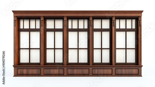 Elegant Brown Wooden Wall with Windows in High Resolution