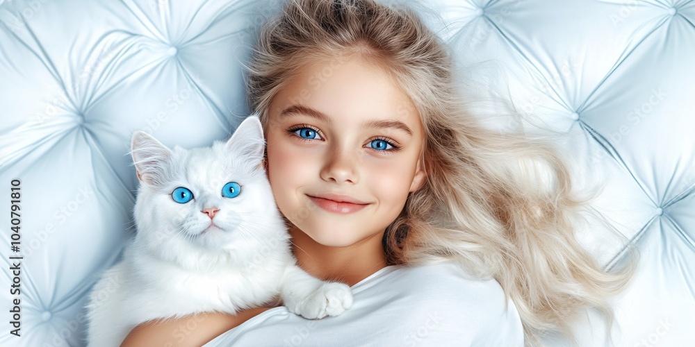 photo of a smiling girl with a cat summer with a white background, friends wallpaper photo of a smiling girl with a cat summer with a white background, friends wallpaper