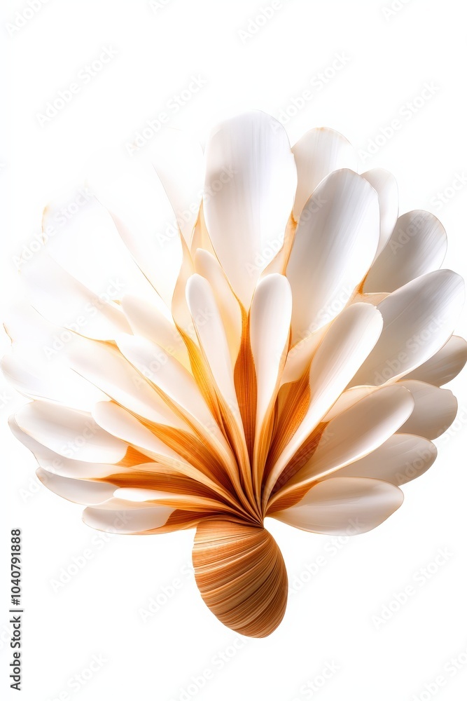 Beautiful flower with layered petals, white and orange colors, isolated on white background. Beautiful flower with layered petals, white and orange colors, isolated on white background.