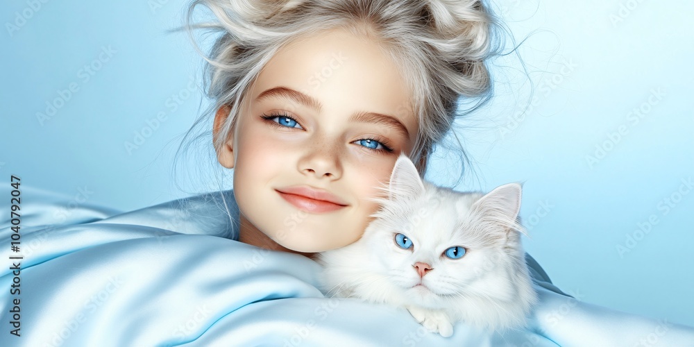 photo of a smiling girl with a cat summer with a white background, friends wallpaper photo of a smiling girl with a cat summer with a white background, friends wallpaper