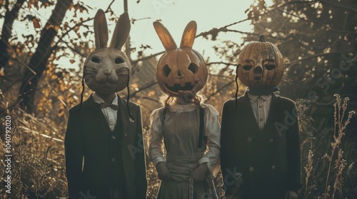 people dressed as retro style horror dolls photo