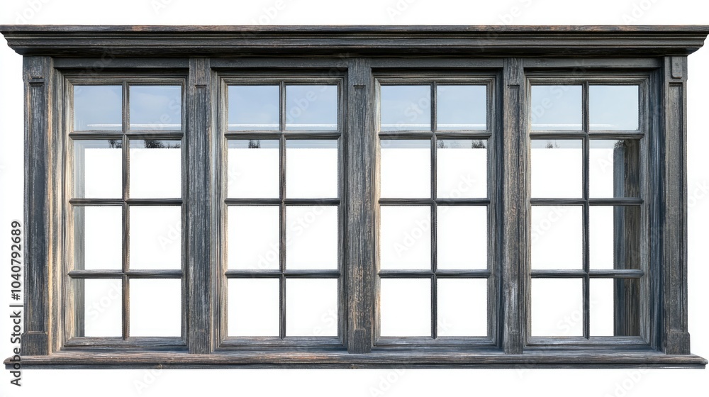 Rustic Wooden Window with Weathered Appearance Rustic Wooden Window with Weathered Appearance