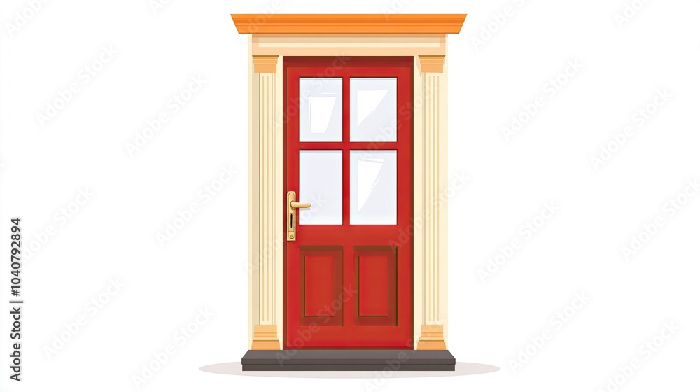 Red Door with Traditional Architectural Elements Red Door with Traditional Architectural Elements
