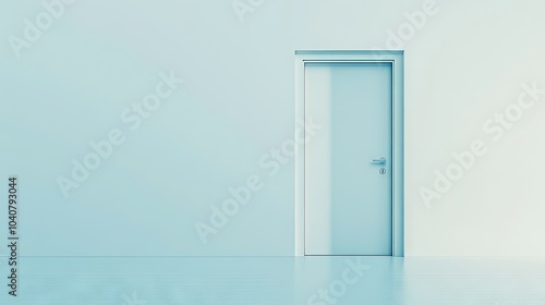 Closed Smooth White Door in Contemporary Space