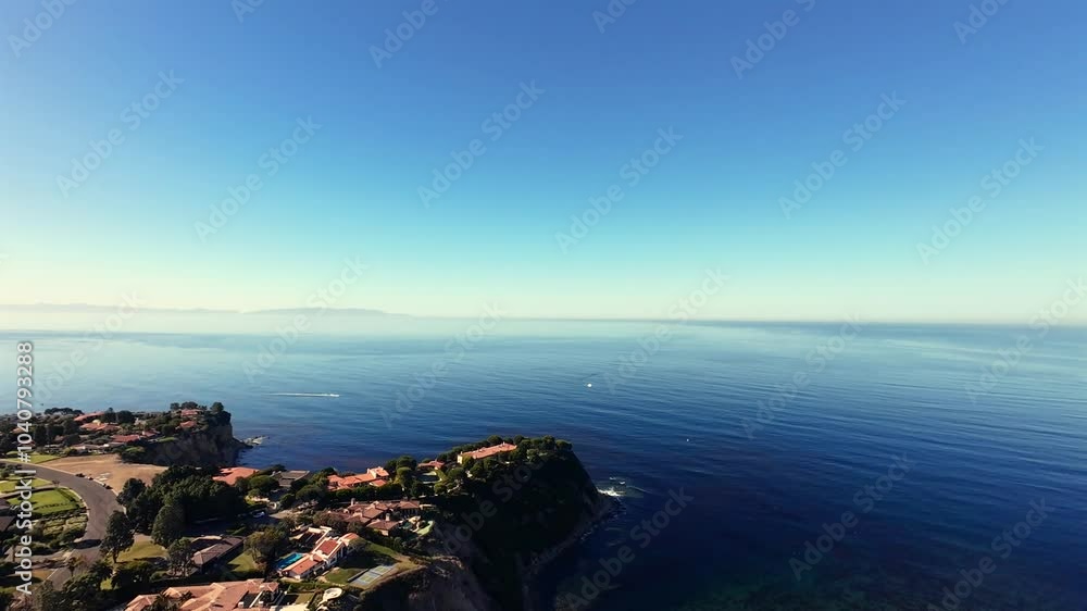 Gorgeous View of Drone Aerial Views over Palos Verdes, California of Lunada Bay and Catalina on the Horizon Gorgeous View of Drone Aerial Views over Palos Verdes, California of Lunada Bay and Catalina on the Horizon