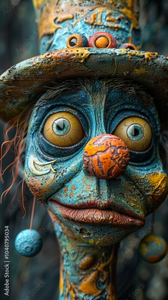 Surreal Sculpture: A Close-Up Portrait of a Whimsical Figure Surreal Sculpture: A Close-Up Portrait of a Whimsical Figure