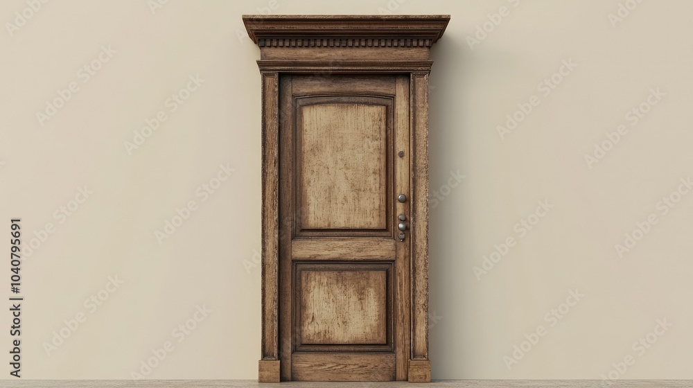 Detailed 3D Wooden Door Illustration Detailed 3D Wooden Door Illustration