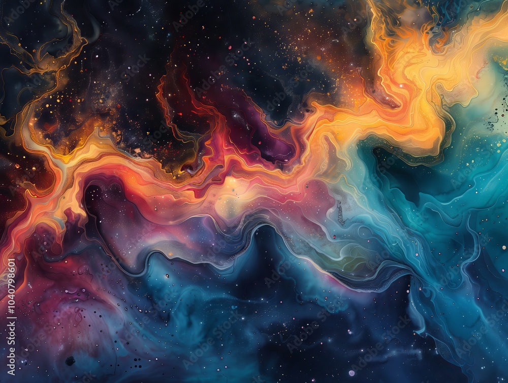 Colorful abstract cosmic swirl with swirling patterns in deep space. Generative AI Colorful abstract cosmic swirl with swirling patterns in deep space. Generative AI