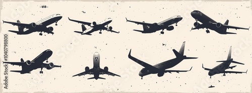 Simple Vector Airplane Icons - Minimalist Line Art Style photo