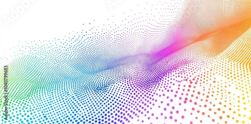 Abstract colorful digital wave pattern on white background.