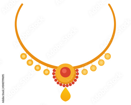  Beautiful gold necklace in white background 