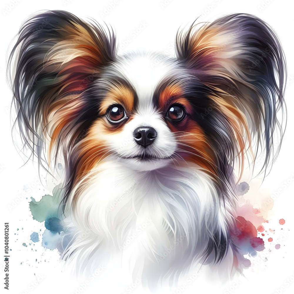 흰 배경, 빠삐용, 수채화 (white background, Papillon, water colour) 흰 배경, 빠삐용, 수채화 (white background, Papillon, water colour)