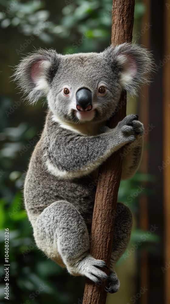 Koala clinging to a tree Koala clinging to a tree