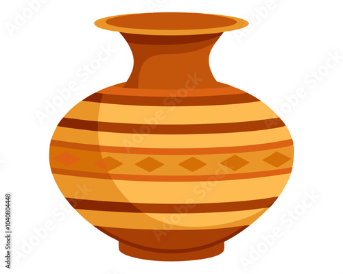 beautiful clay vase on vector art illustration