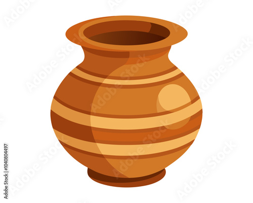beautiful clay vase on vector art illustration