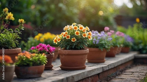 Wallpaper Mural flowers in the  pots in garden  4k video  Torontodigital.ca
