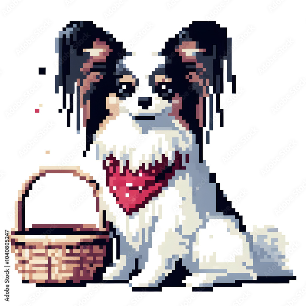 Fototapeta premium 흰 배경, 빠삐용, 픽셀아트 (white background, Papillon, pixel art)
