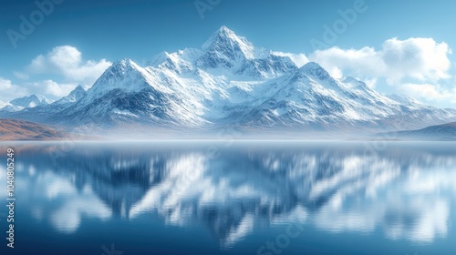 Wallpaper Mural Snowy Mountain Peak Reflected in a Tranquil Lake Torontodigital.ca