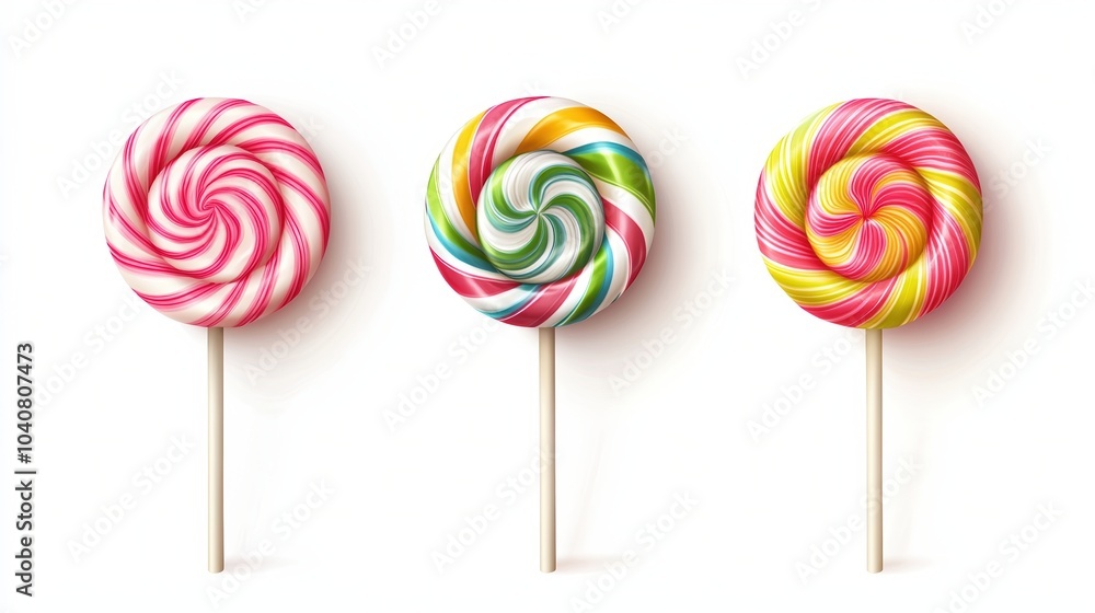 A Vibrant Collection Of Colorful Lollipops Displayed In A Playful Arrangement On A Clean Background A Vibrant Collection Of Colorful Lollipops Displayed In A Playful Arrangement On A Clean Background