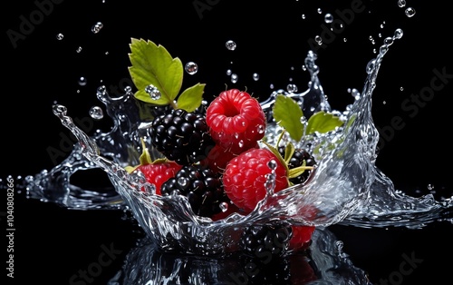 Dewberry and splash of water. Fresh Dewberry