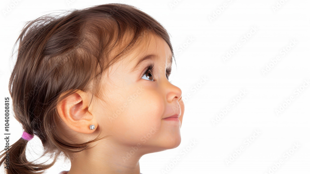 Young girl poses in a closeup shot, capturing innocence and curiosity towards the future in her thoughtful gaze. Young girl poses in a closeup shot, capturing innocence and curiosity towards the future in her thoughtful gaze.