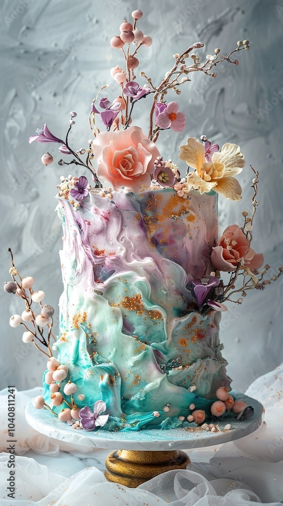 Elegant Floral Wedding Cake with Pastel Frosting Elegant Floral Wedding Cake with Pastel Frosting