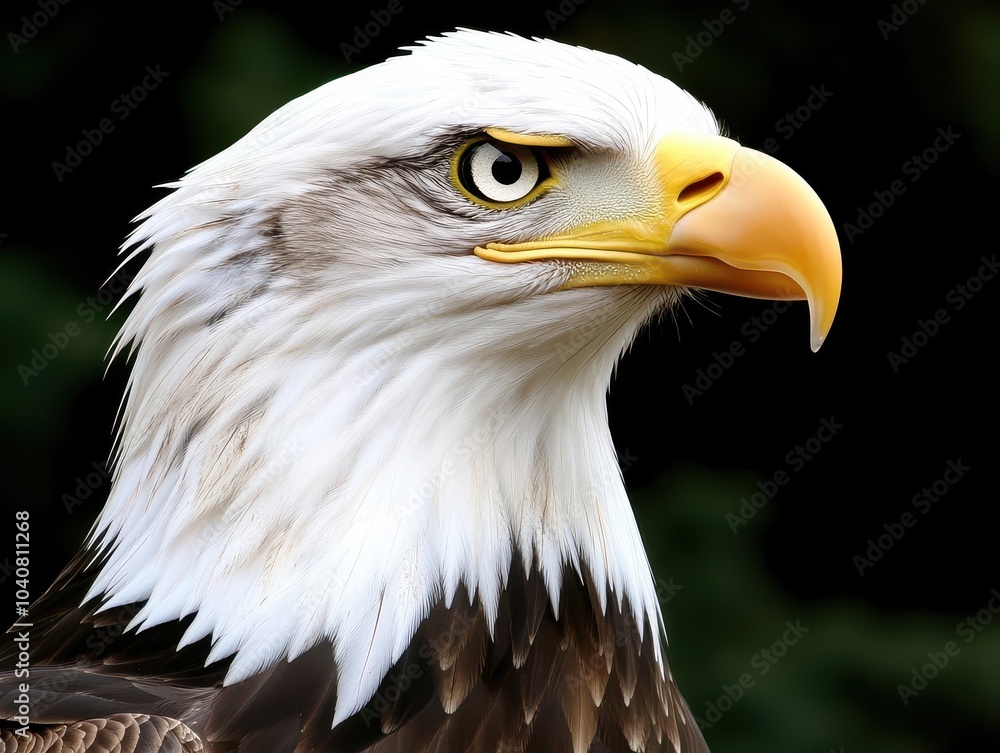 Close-up of a bald eagle with sharp gaze Close-up of a bald eagle with sharp gaze