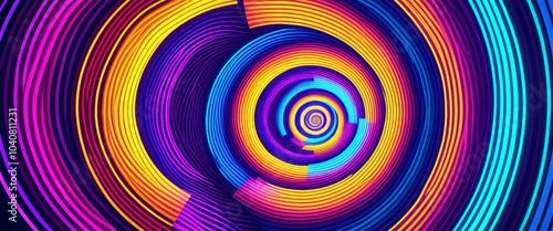 Hypnotic Spiraling Patterns with Vibrant Colors and Glowing Light Effects