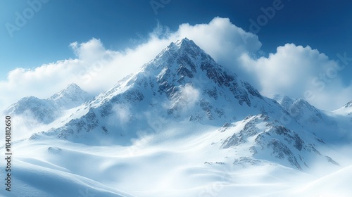 Wallpaper Mural Majestic snow-covered mountain under a clear blue sky. Torontodigital.ca