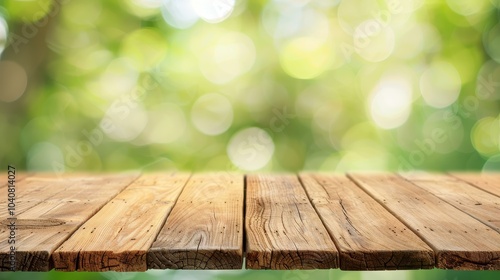 Empty wood table top with a blurred Zen Garden background, perfect for showcasing your products or dcor ideas.