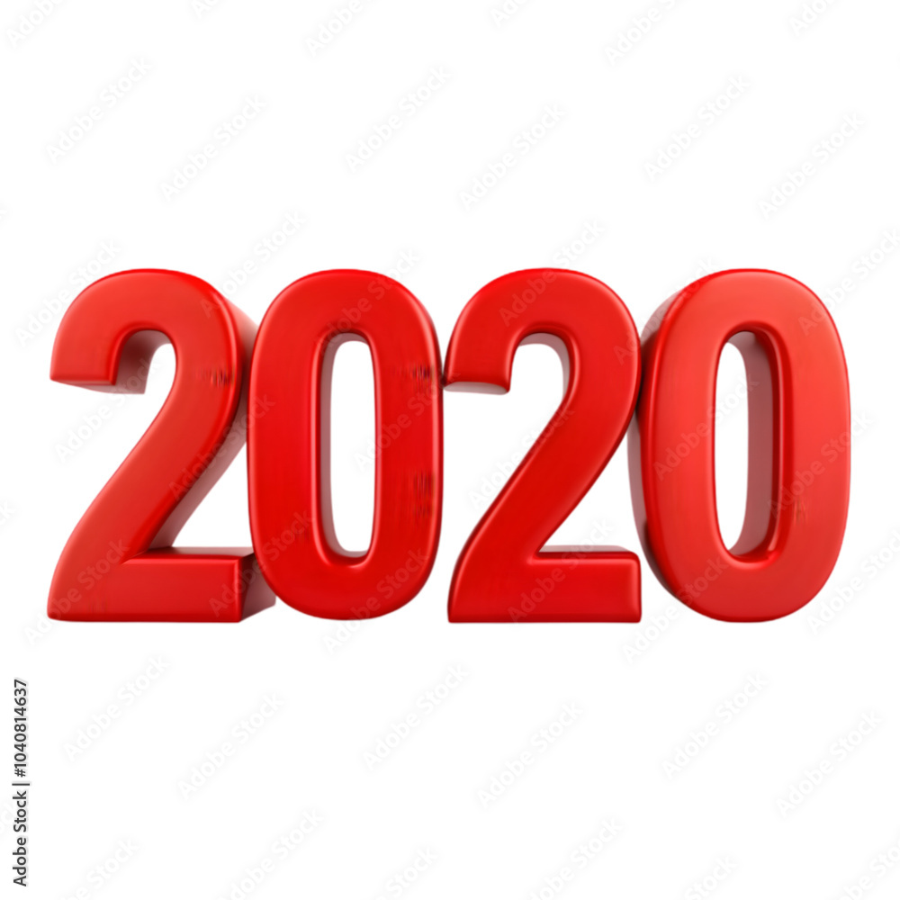 year 2020 red text isolated on transparent background year 2020 red text isolated on transparent background