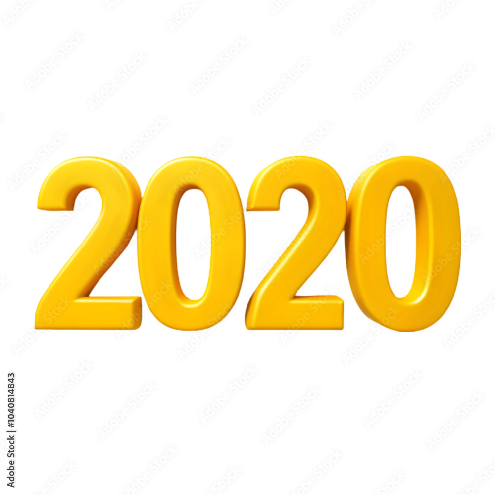 year 2020 yellow text isolated on transparent background year 2020 yellow text isolated on transparent background