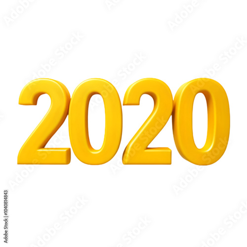 year 2020 yellow text isolated on transparent background