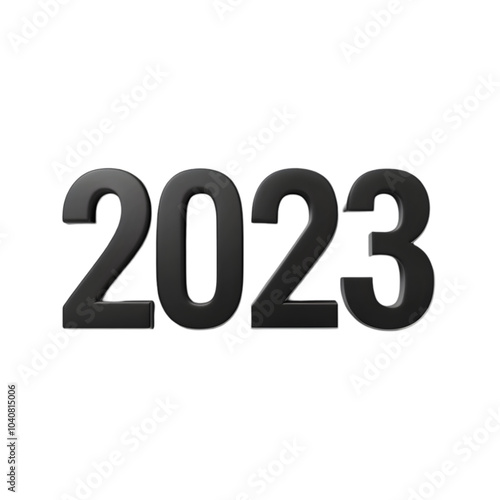 year 2023 text black isolated on transparent background