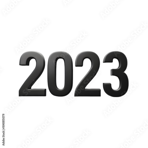 year 2023 text black isolated on transparent background